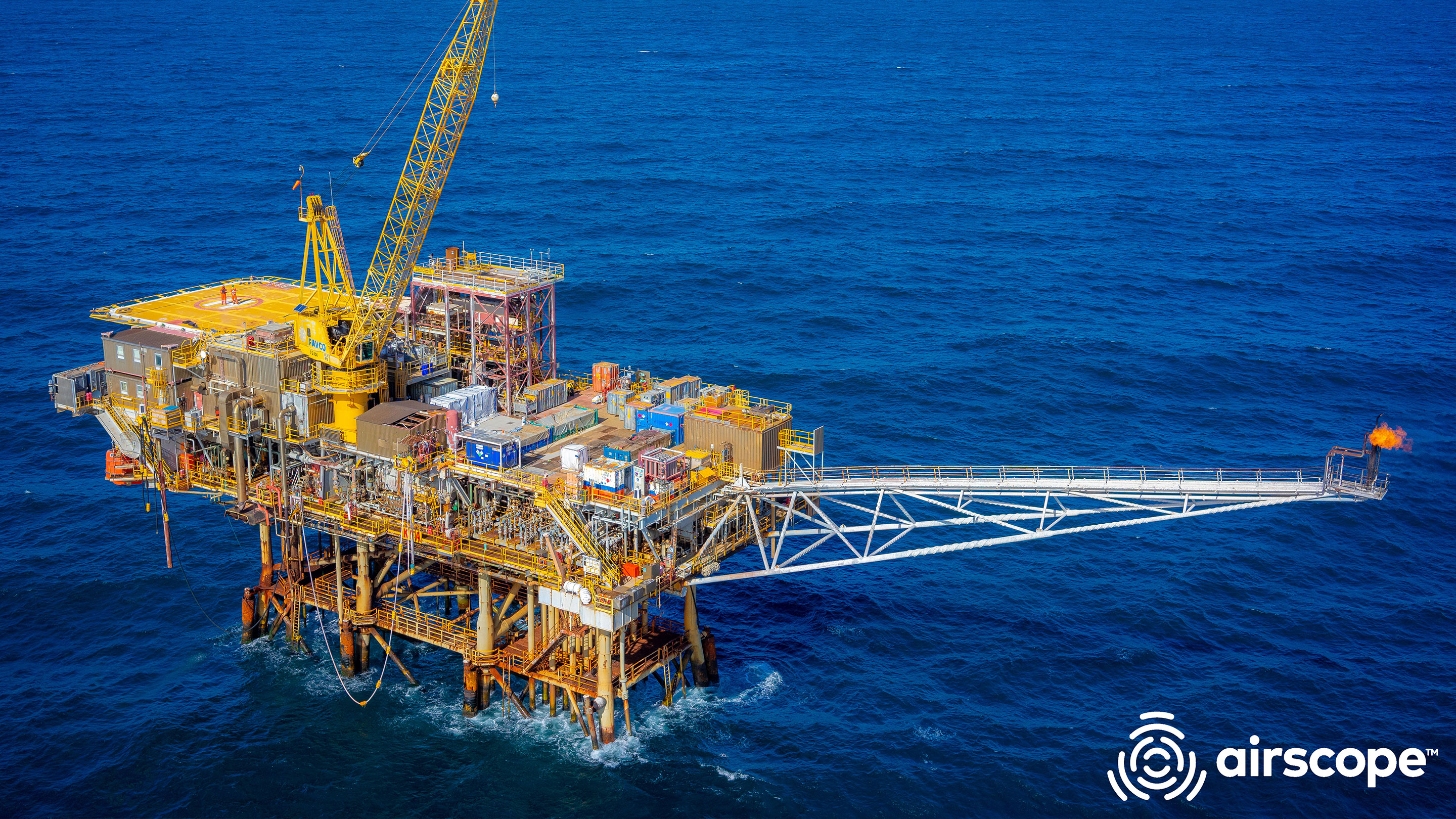 Image An image of the Kingfish A platform in Bass Strait captured by an Airscope drone as part of Esso Australia's campaign to build 3D digital models of some of our offshore facilities.