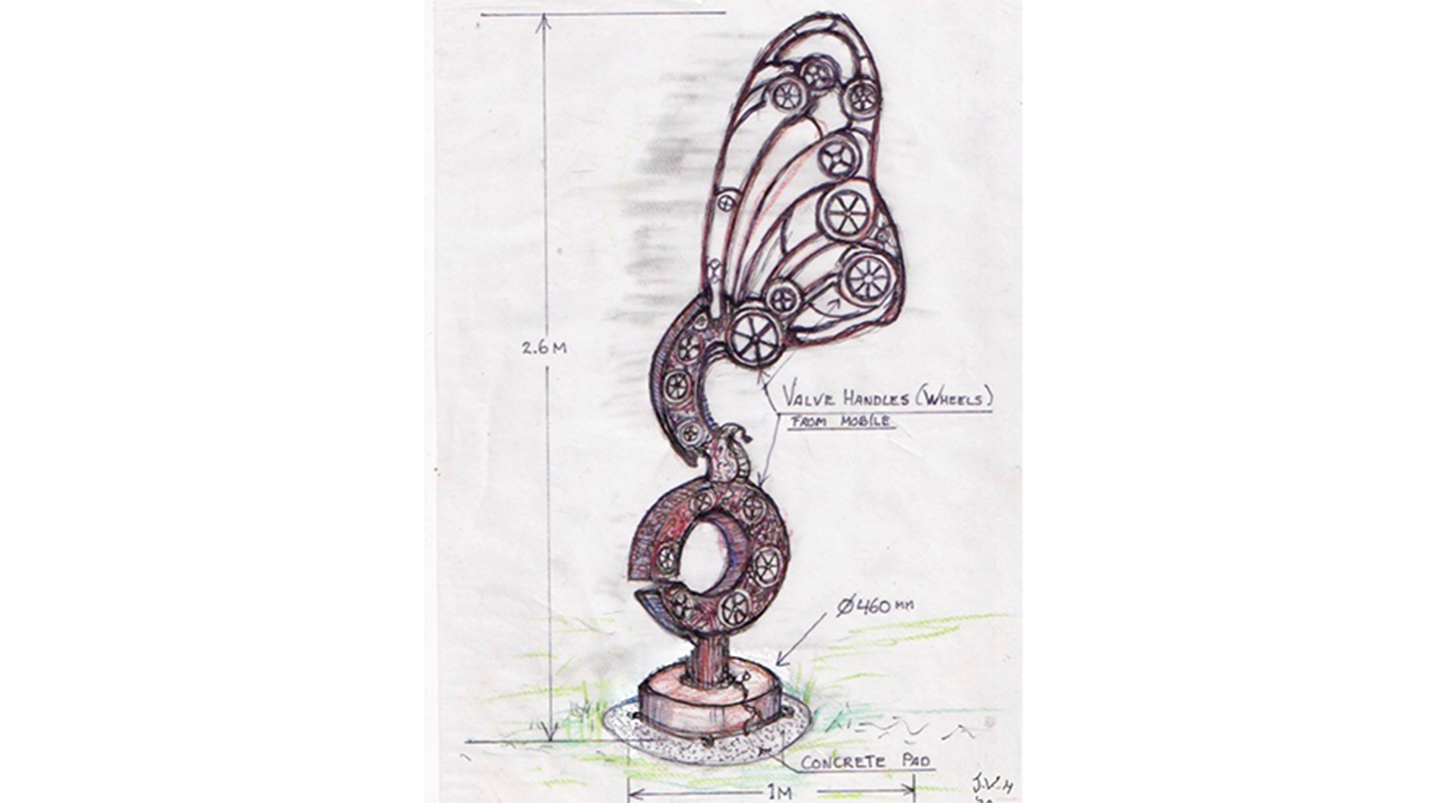 Jos Van Hulsen's sketch for the proposed sculpture.