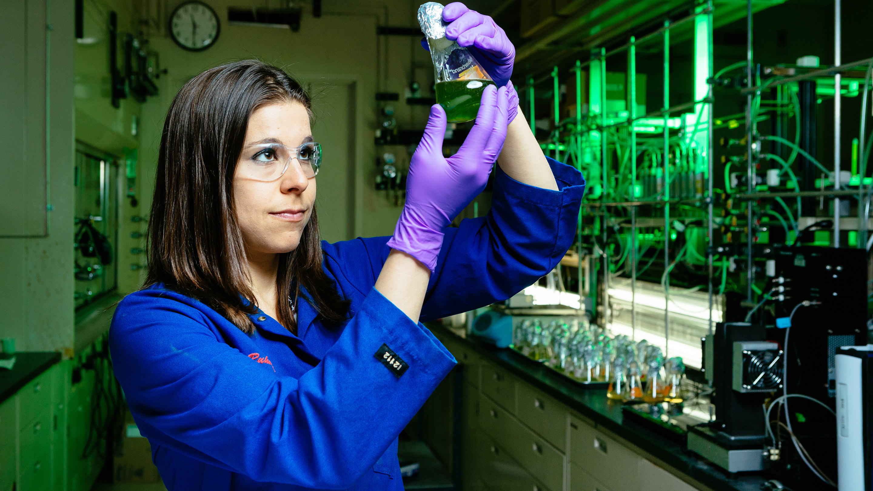 Image Photo — ExxonMobil algae research technician, Megan Ruhmel, is working with Viridos to develop the perfect strain of fat, fit algae, which can be converted into engine-ready biofuel – science decades in the making.