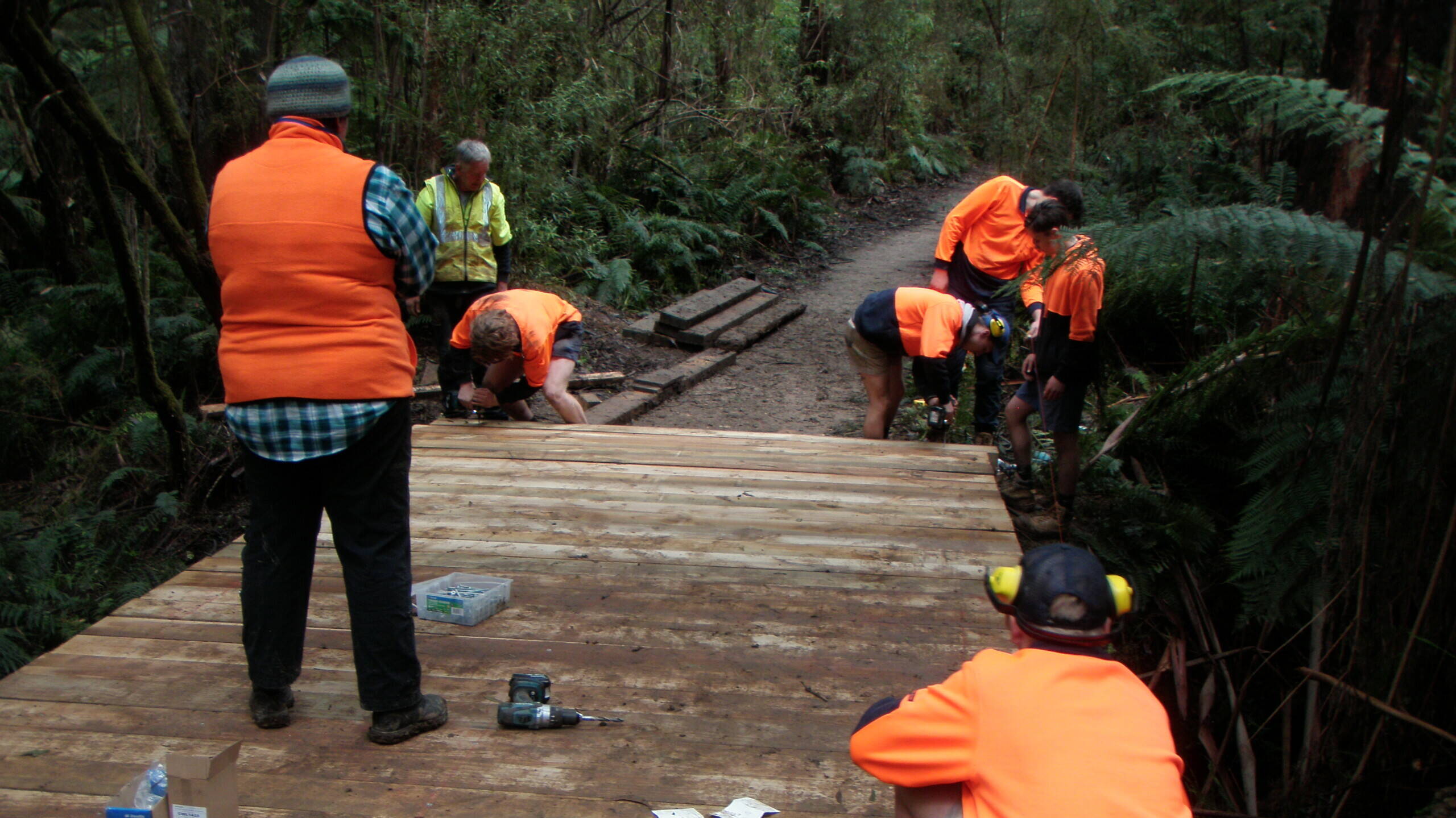 Image Photo — VCAL students complete track resurfacing works in the Mt Worth National Park. The project is supported by the Gippsland Basin Joint Venture.