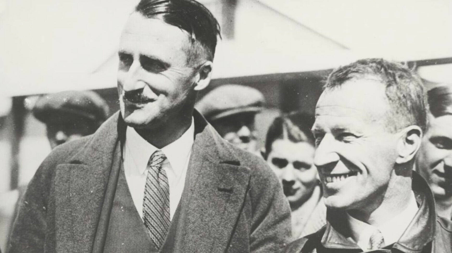 Image Photo Captain Fred Haig, Vaccum Oil's first Aviation Manager in Australia with pioneer aviator Charles Kingsford Smith.