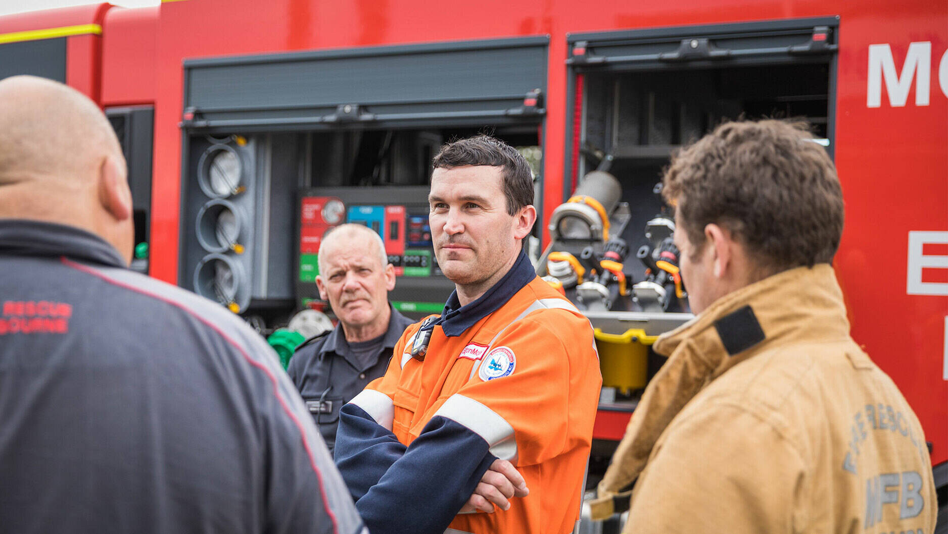 Image Photo— Altona Refinery Emergency Response  Security Lead and Fire Chief Simon Thomas (pictured centre): “We continually work with organisations such as the MFB to ensure we are well-prepared to protect the environment, our neighbours and our workforce, as well as the environment, in the event of an incident at our site.”