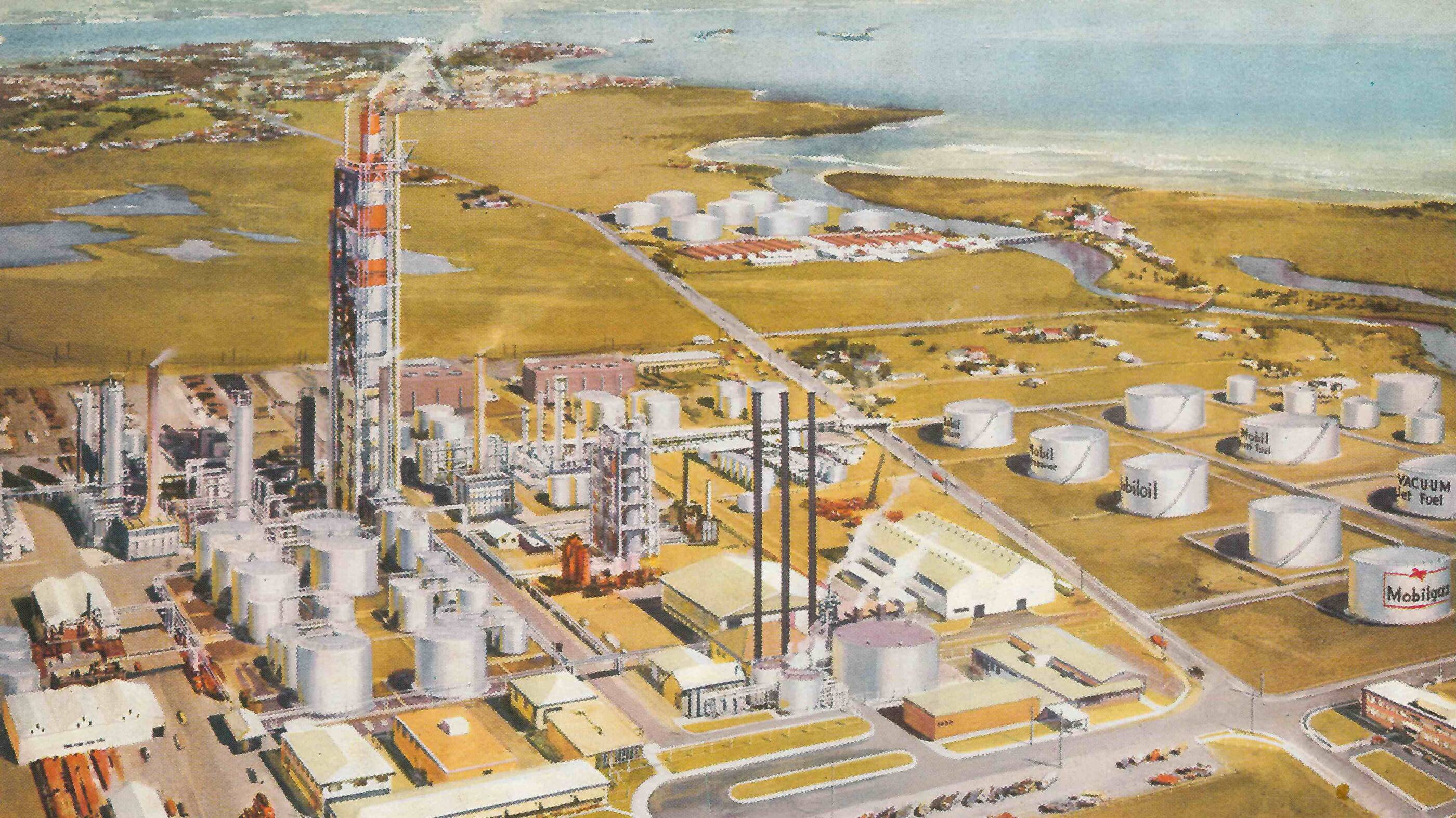Image Photo The TCC towers above the landscape in this C Dudley Wood painting of the Altona Refinery in the 50s.