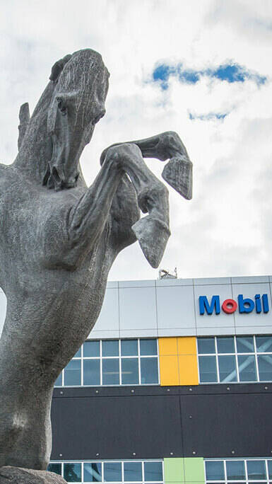 Image Photo  The Pegasus statue takes pride of place at Altona Refinery.