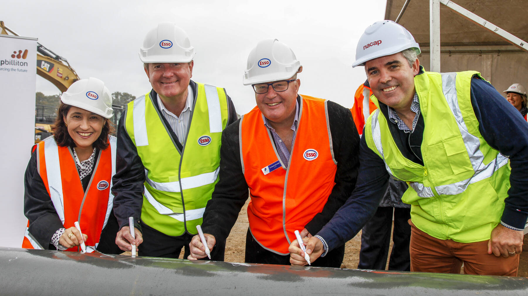Richard, second from left, at the Longford Liquid Pipeline project announcement in 2016