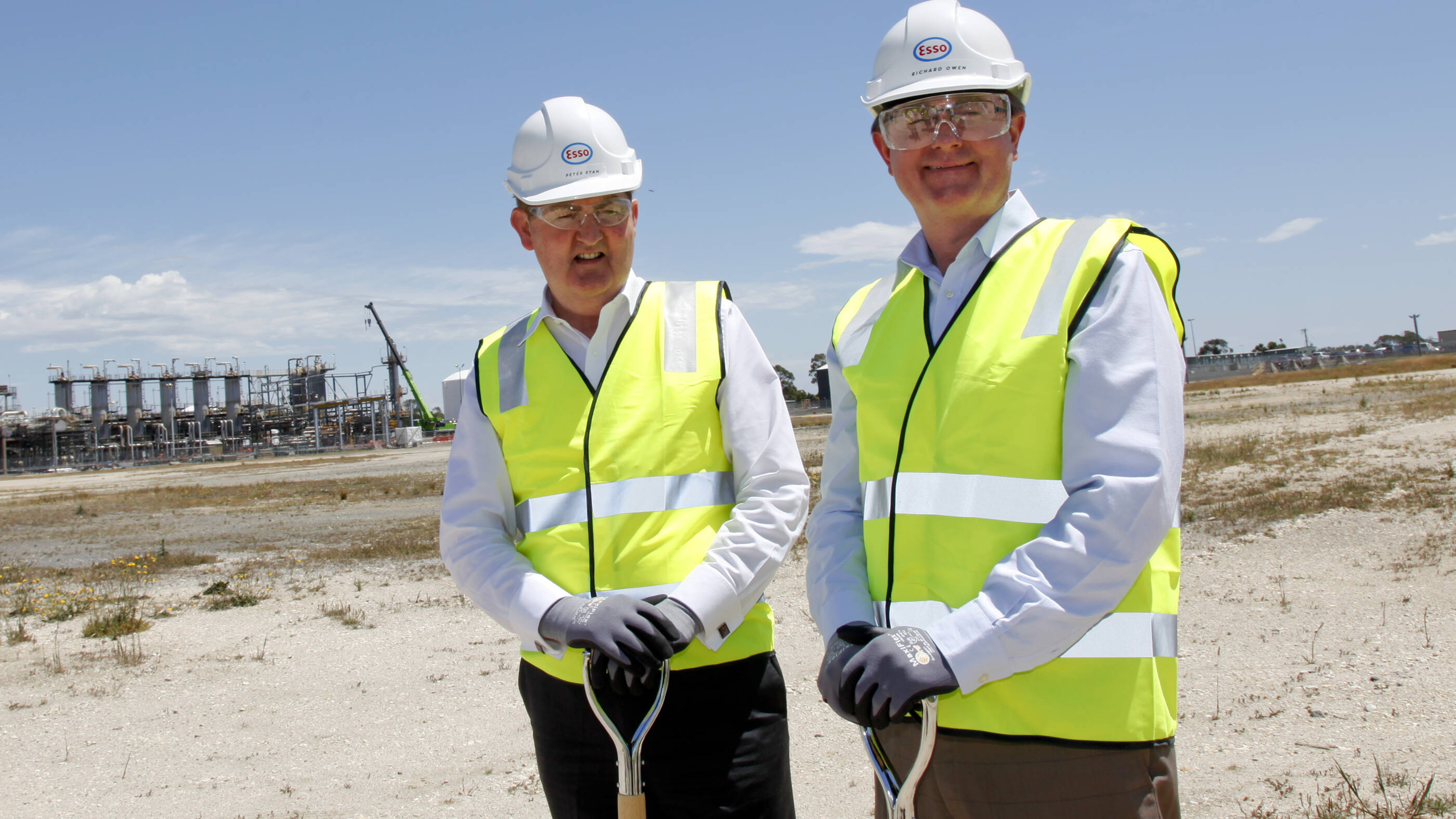 Richard, right, at the groundbreaking for the Longford Gas Conditioning Plant in 2013